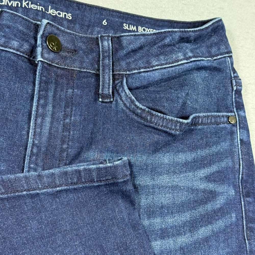 Calvin Klein Jeans Womens 6 Slim Boyfriend Dark Wash Stretch Denim Blue Jeans